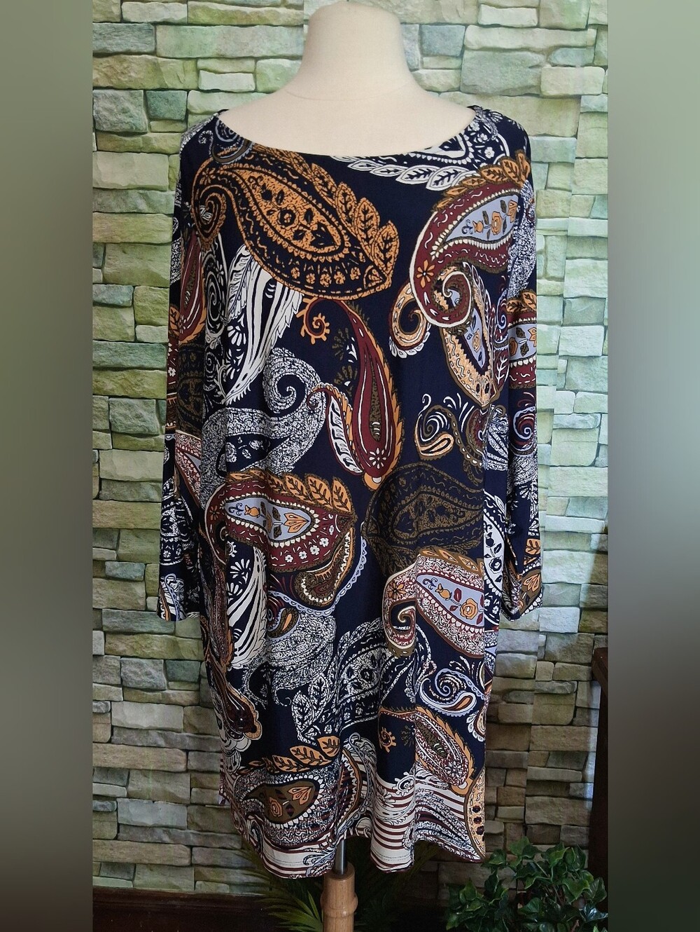 Susan Graver Paisley Longline Top Tunic Or Mini Dress 3X Artsy Office